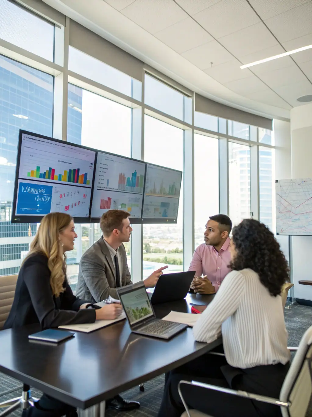 An image of a team collaborating with an AI agent, showing seamless integration between human staff and AI, emphasizing strategic task delegation.